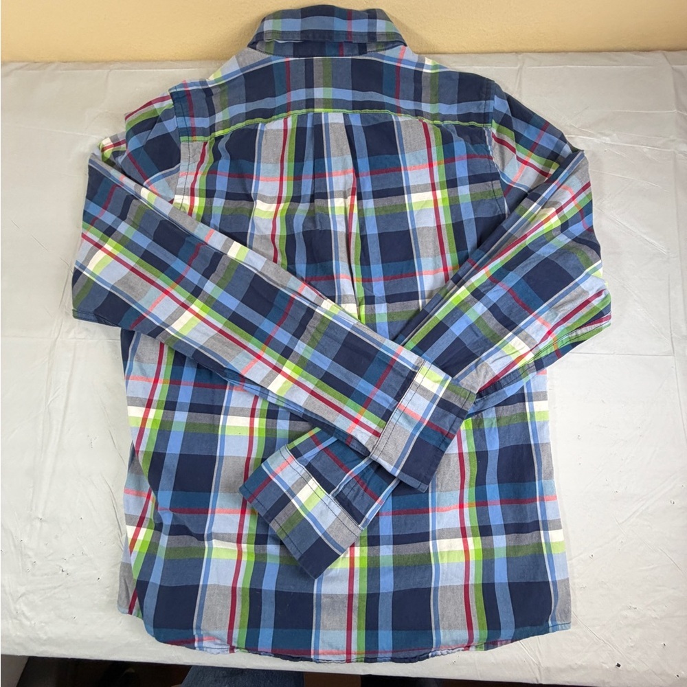 Abercrombie & Fitch Men's Muscle Blue and Green Plaid Shirt - Picture 8 of 9